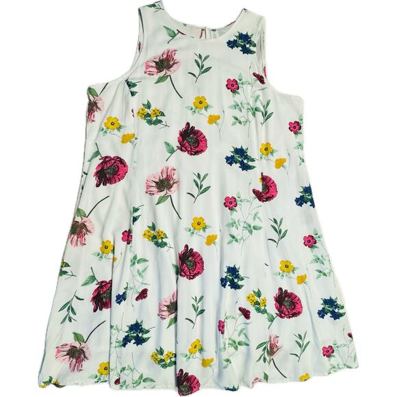 Old Navy Swing Loose Cottagecore Fully Lined Spring Dress Women XL White Floral - Picture 1 of 9